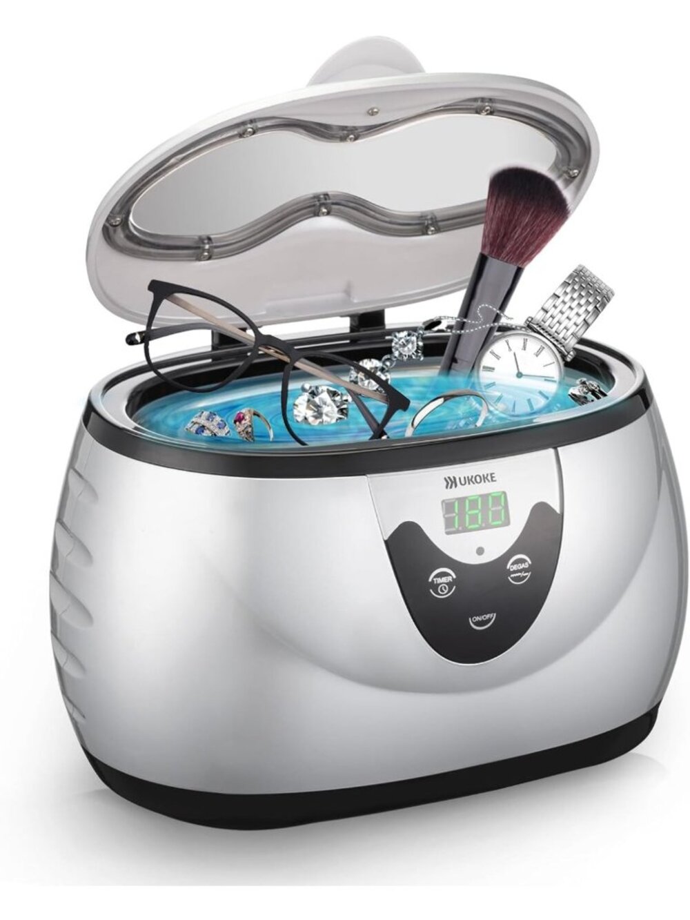 Portable Ultrasonic Jewelry Cleaner for Eyeglasses, Rings & Watches - 42kHz